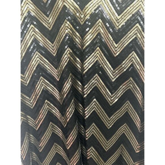 H&M Women's Black and Gold Sequin Chevron Mini Dress Size L Party - Picture 3 of 5